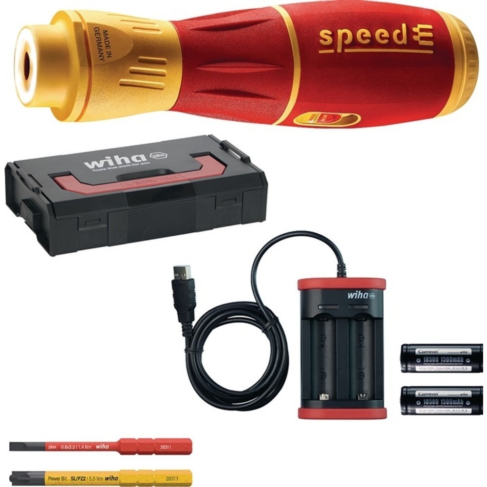 Produktabbildung: WIHA Schraubendreherset speedE® II electric, Akku, 6-teilig, Schlitz/(+/-Schlitz/PZD)