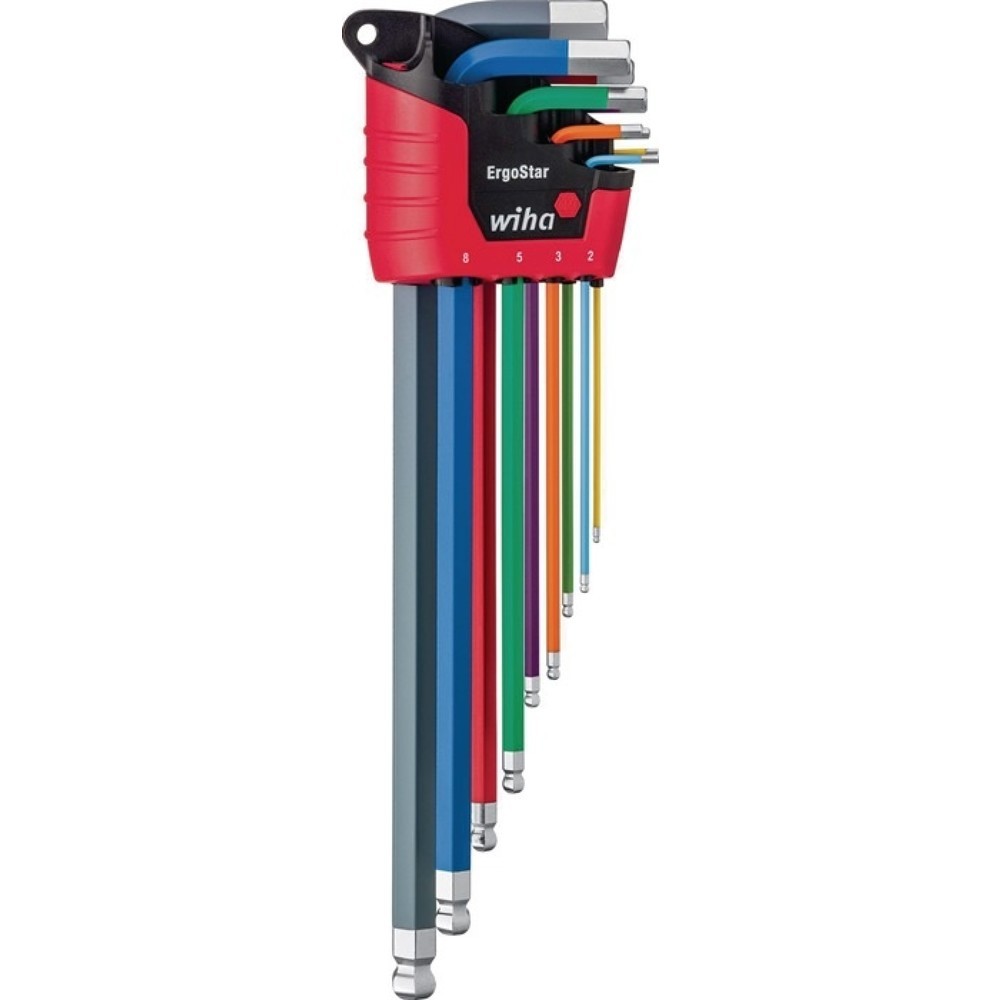 Produktabbildung: wiha Sechskantwinkelschraubendrehersatz 369F, 10-teilig ErgoStar Halter, SW 1,5 - 10 mm