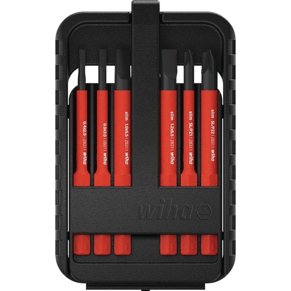 Produktabbildung: wiha Wechselklingensatz slimBit electric, 6-teilig, Schlitz/PH/PZD/(+/- SL/PZD)Torx®