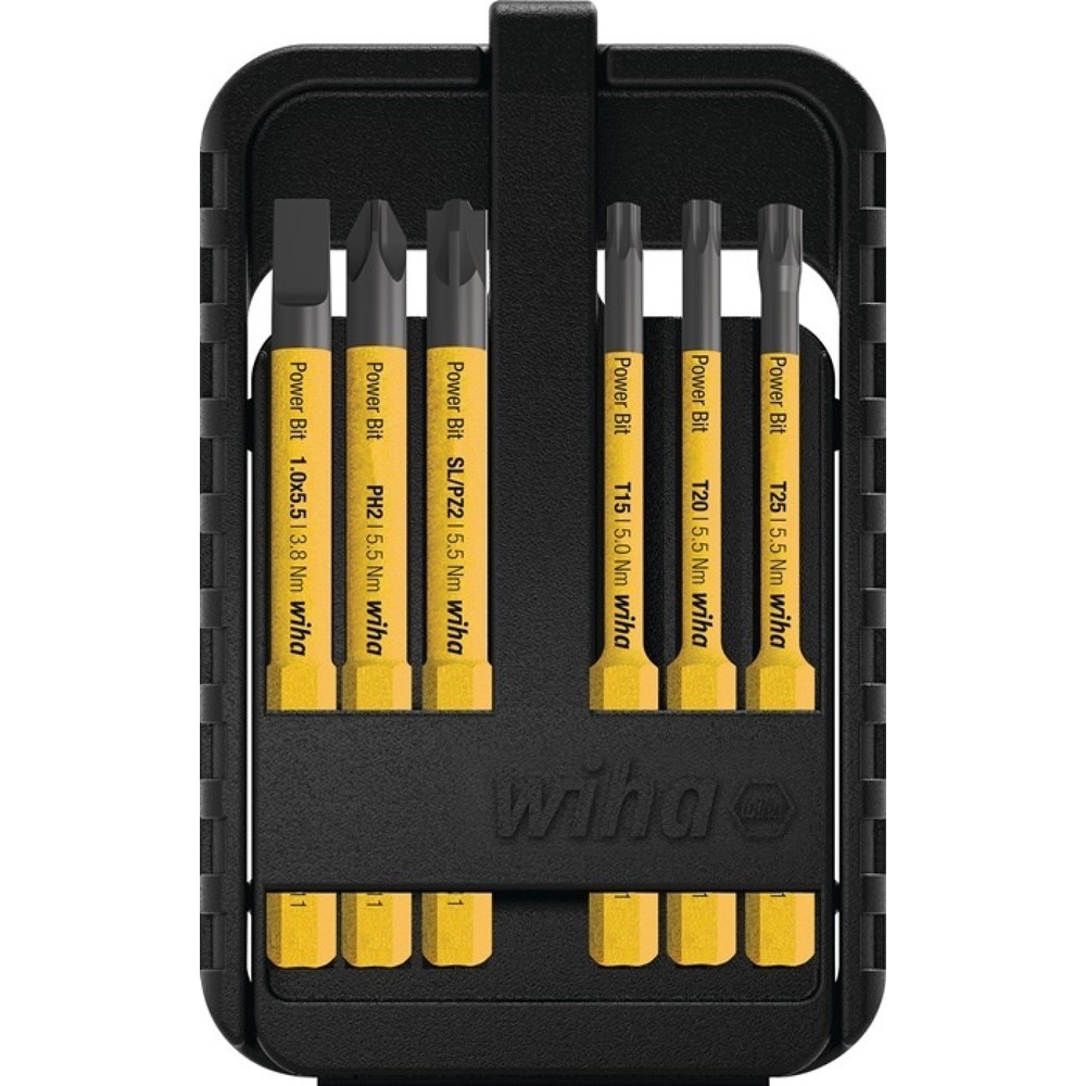 Produktabbildung: WIHA Wechselklingensatz Power slimBit electric, Schlitz/PH/(+/- SL/PZD)Torx®, 6-teilig