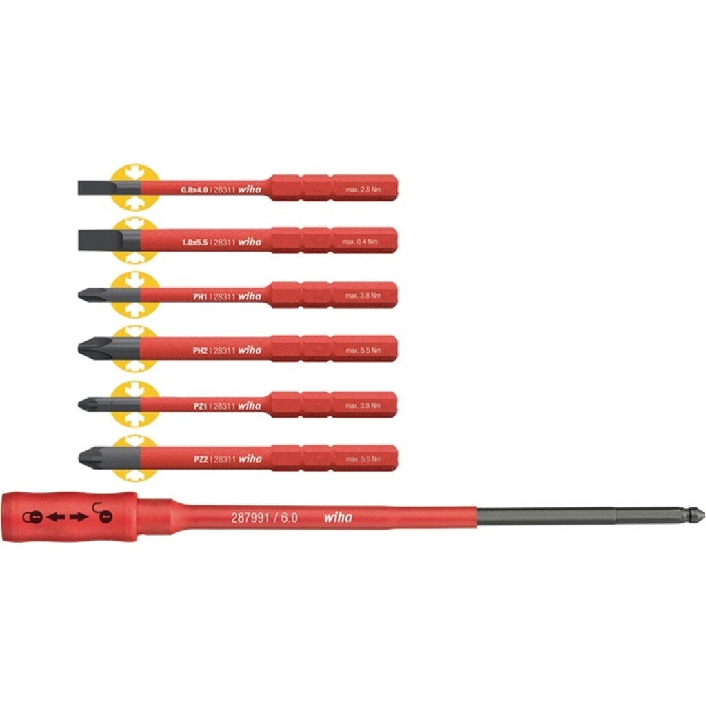 wiha Wechselklingensatz slimBit Pk.7-tlg.Torque/Schlitz/Phillips/Pozidriv Produktabbildung: wiha Wechselklingensatz slimBit Pk.7-tlg.Torque/Schlitz/Phillips/Pozidriv
