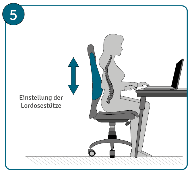 Bürostuhl einstellen Anleitung Schritt 5: Lendenwirbelstütze