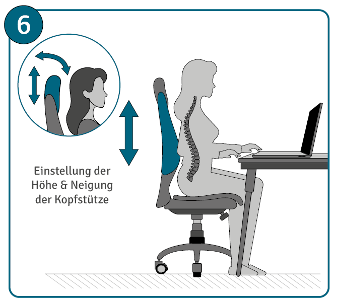 Bürostuhl einstellen Anleitung Schritt 6: Nackenstütze