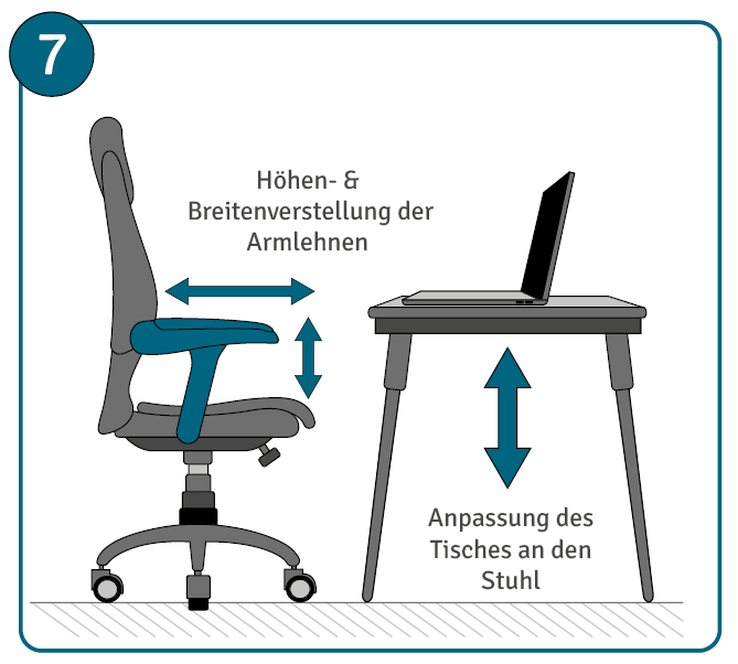 Bürostuhl einstellen Anleitung Schritt 7: Armlehnen