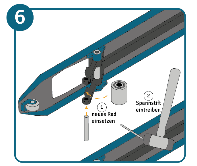 neue Räder am Hubwagen anbringen