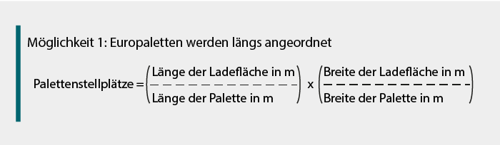 Formel zur Berechnung von Europaletten im Container längs angeordnet