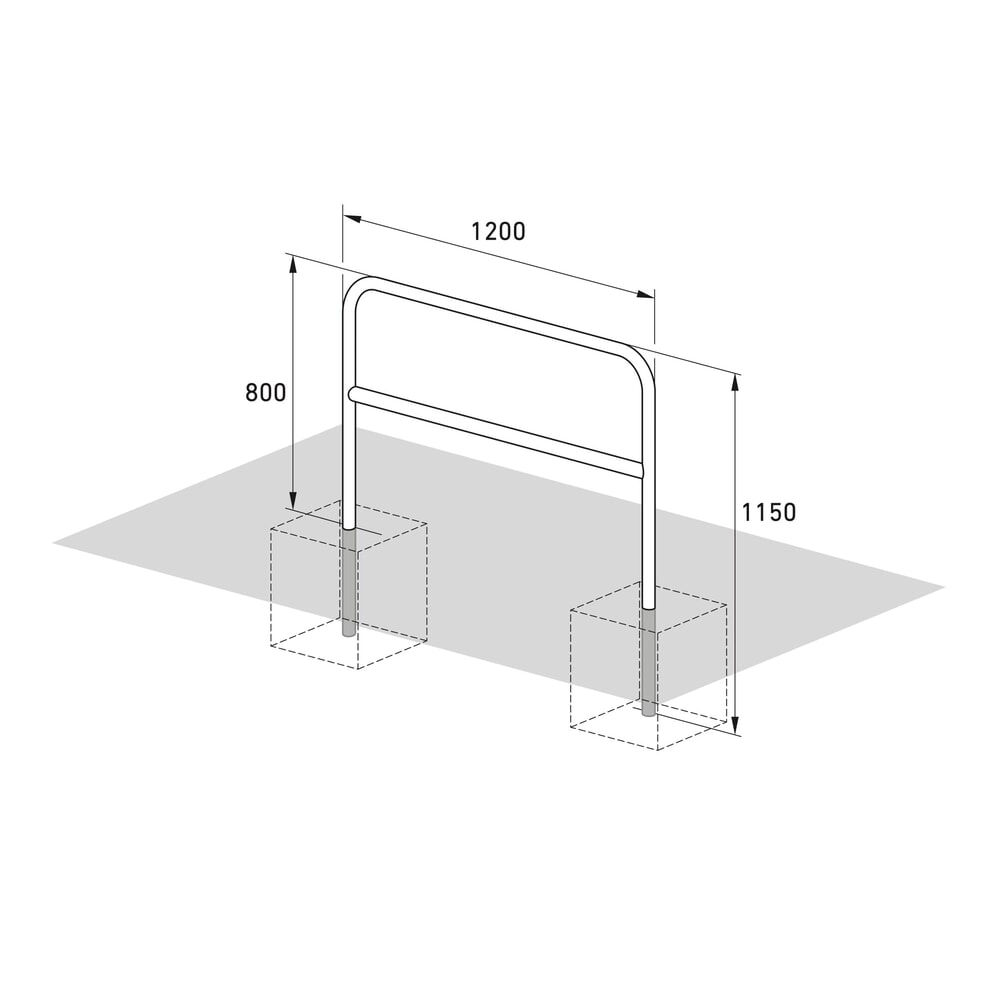 Produktabbildung Nr. 4: wsm® Anlehnbügel mit Knierohr, zum Einbetonieren, Länge 1.200 mm