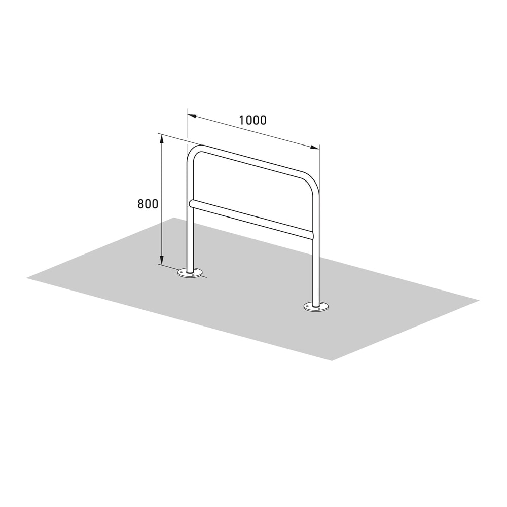 Produktabbildung Nr. 4: wsm® Anlehnbügel mit Knierohr, zum Aufdübeln, Länge 1.000 mm