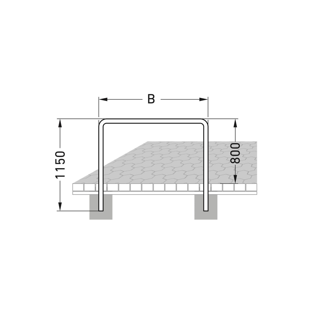 Anlehnbügel, Standard, zum Einbetonieren, Länge 1.000 mm Produktabbildung Nr. 4: Anlehnbügel, Standard, zum Einbetonieren, Länge 1.000 mm