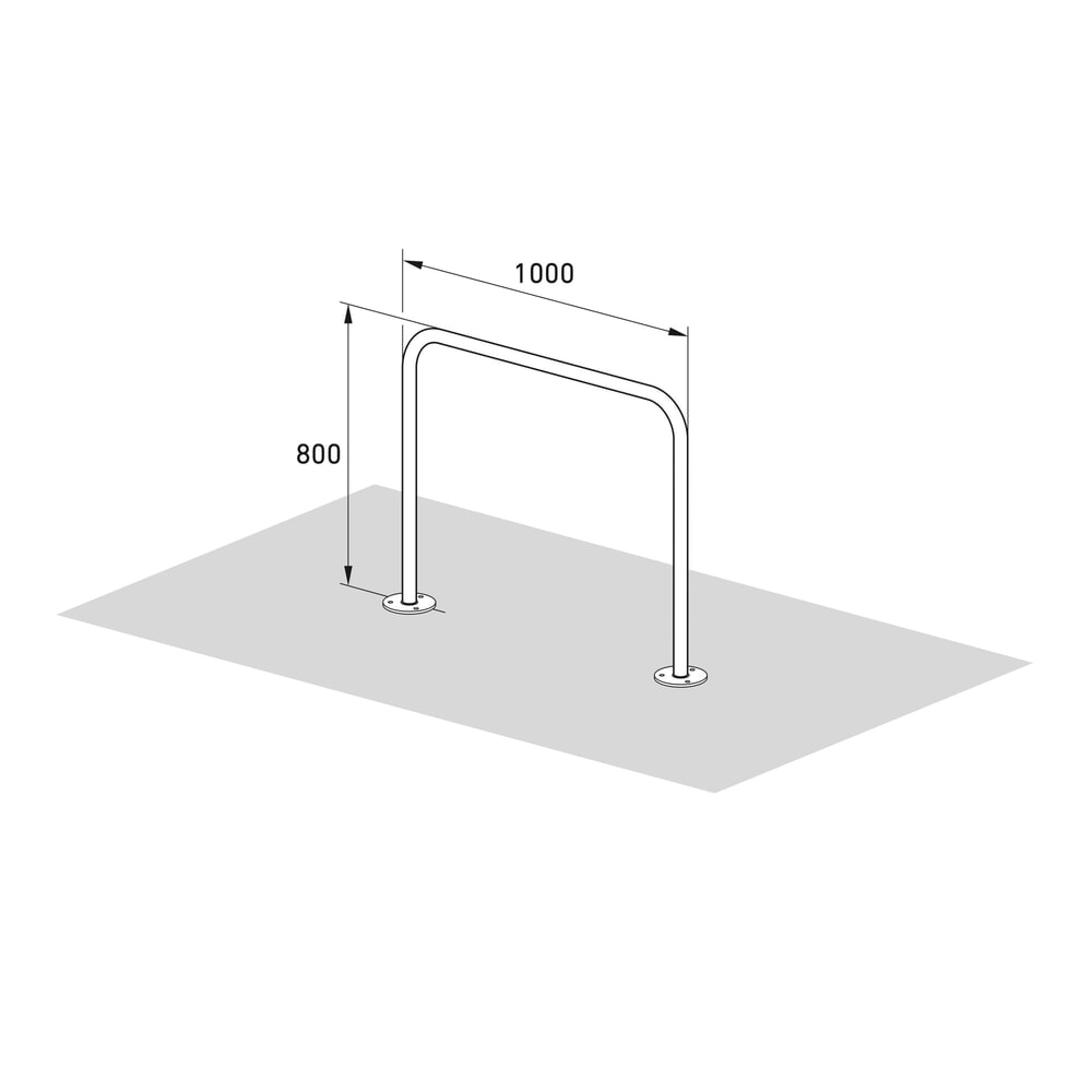Produktabbildung Nr. 3: wsm® Anlehnbügel, Standard, zum Aufdübeln, Länge 1.000 mm, Edelstahl