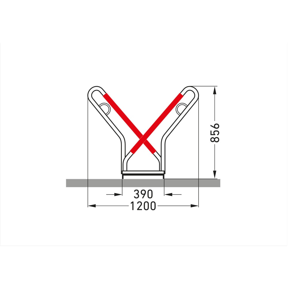 Produktabbildung Nr. 7: wsm® Anlehnparker 0500 XBF, zum Aufdübeln, feuerverzinkt, 2-seitige Radeinstellung, 12 Stellplätze, Radabstand 540 mm