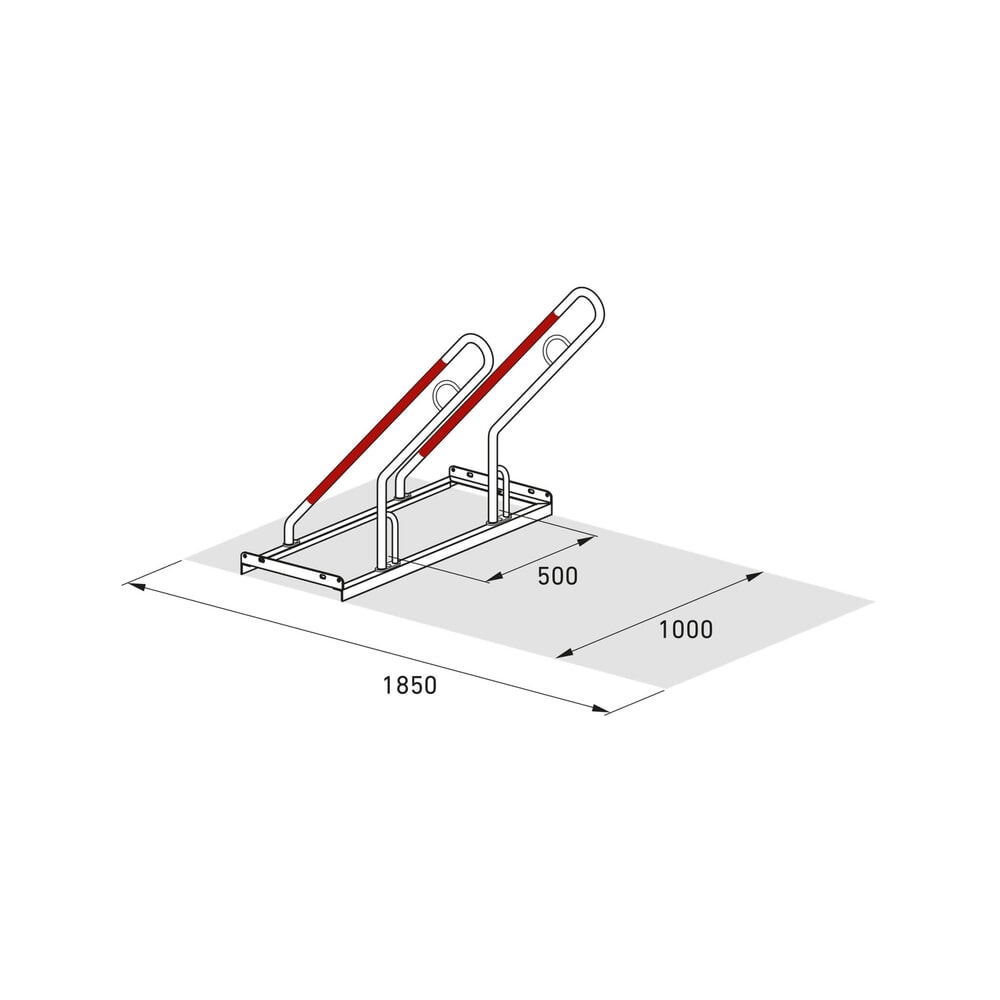 Produktabbildung Nr. 8: wsm® Anlehnparker 0500 XBF, zum Aufdübeln, feuerverzinkt, 1-seitige Radeinstellung, 2 Stellplätze, Radabstand 500 mm