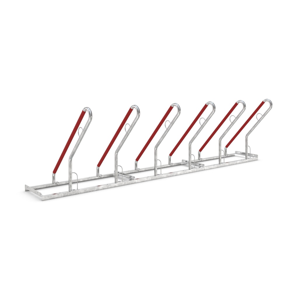 Produktabbildung Nr. 1: wsm® Anlehnparker 0500 XBF, zum Aufdübeln, feuerverzinkt, 1-seitige Radeinstellung, 6 Stellplätze, Radabstand 500 mm