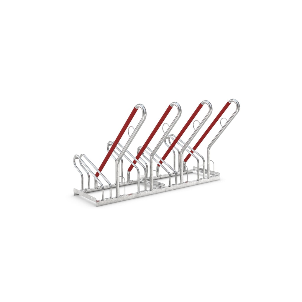 wsm® Anlehnbügelparker, einseitige Radeinstellung, 4 Stellplätze Produktabbildung: wsm® Anlehnbügelparker, einseitige Radeinstellung, 4 Stellplätze