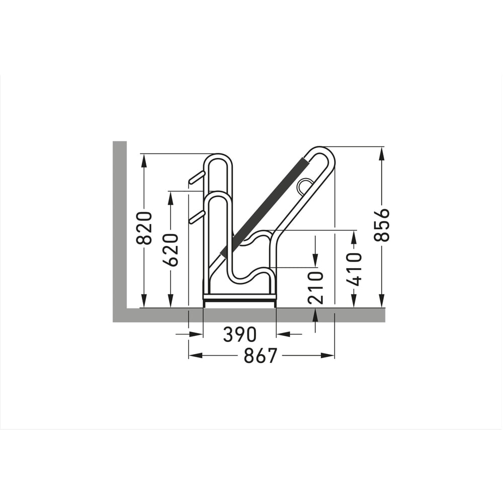 Produktabbildung Nr. 5: wsm® Anlehnparker 4700 XBF, Freiaufstellung, feuerverzinkt, 1-seitige Radeinstellung, 2 Stellplätze, Radabstand 500 mm