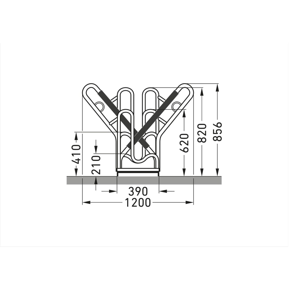 Produktabbildung Nr. 6: wsm® Anlehnparker 4700 XBF, Freiaufstellung, feuerverzinkt, 2-seitige Radeinstellung, 12 Stellplätze, Radabstand 540 mm