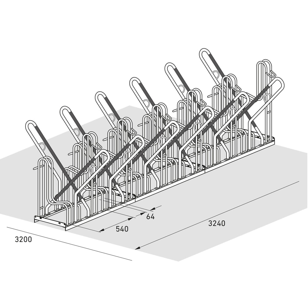 Produktabbildung Nr. 7: wsm® Anlehnparker 4700 XBF, Freiaufstellung, feuerverzinkt, 2-seitige Radeinstellung, 12 Stellplätze, Radabstand 540 mm