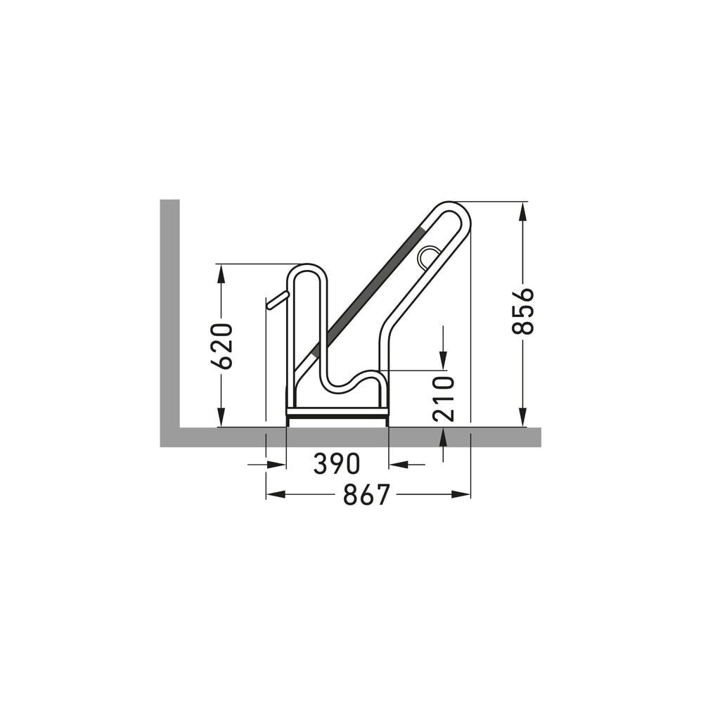 Produktabbildung Nr. 7: wsm® Anlehnparker 4801 XXBF, 1-seitige Radeinstellung, 1 Stellplatz, Tiefeinstellung