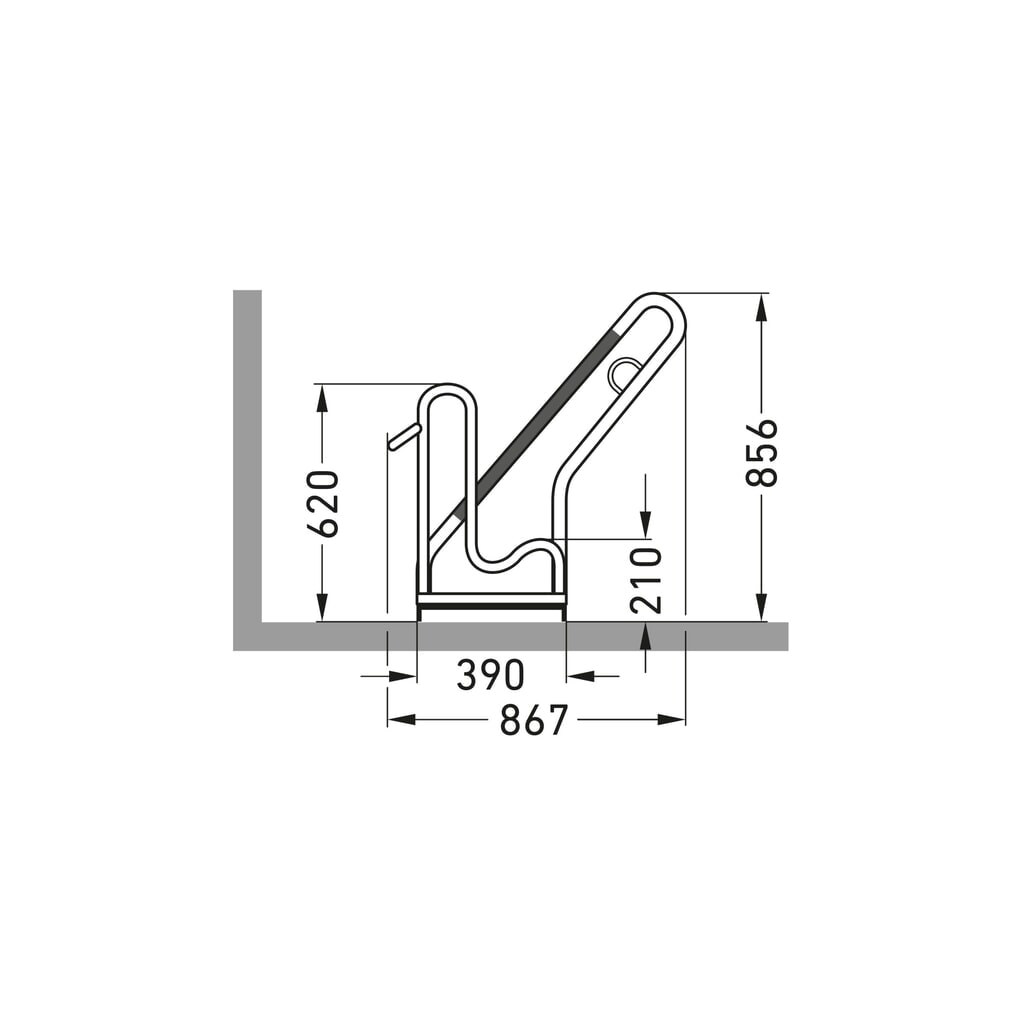 wsm® Anlehnparker 4801 XXBF, 1-seitige Radeinstellung, 1 Stellplatz, Tiefeinstellung Produktabbildung Nr. 7: wsm® Anlehnparker 4801 XXBF, 1-seitige Radeinstellung, 1 Stellplatz, Tiefeinstellung
