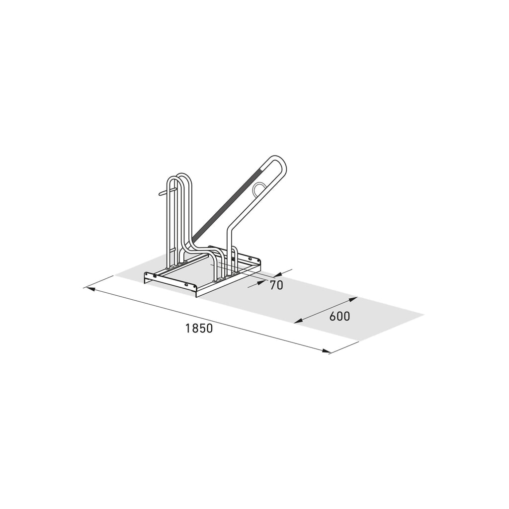 wsm® Anlehnparker 4801 XXBF, 1-seitige Radeinstellung, 1 Stellplatz, Tiefeinstellung Produktabbildung Nr. 8: wsm® Anlehnparker 4801 XXBF, 1-seitige Radeinstellung, 1 Stellplatz, Tiefeinstellung