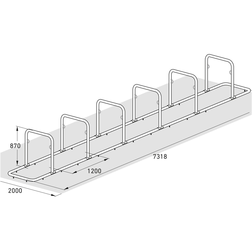 Produktabbildung Nr. 7: wsm® Anlehnsystem GALAXY XL, 2-seitige Radeinstellung, 12 Stellplätze, Breite 7.320 mm