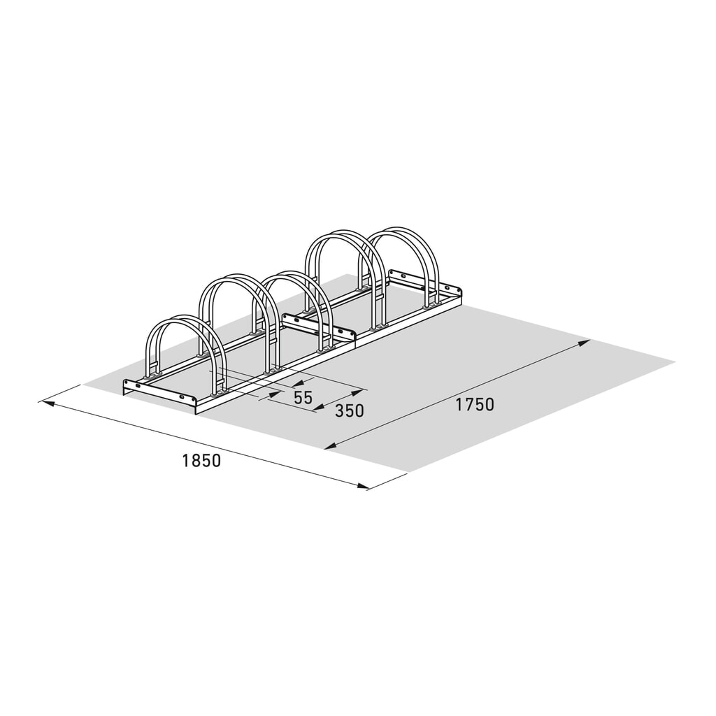 wsm® Bogenparker, 1-seitig, 5 Stellplätze, verzinkt Produktabbildung Nr. 7: wsm® Bogenparker, 1-seitig, 5 Stellplätze, verzinkt