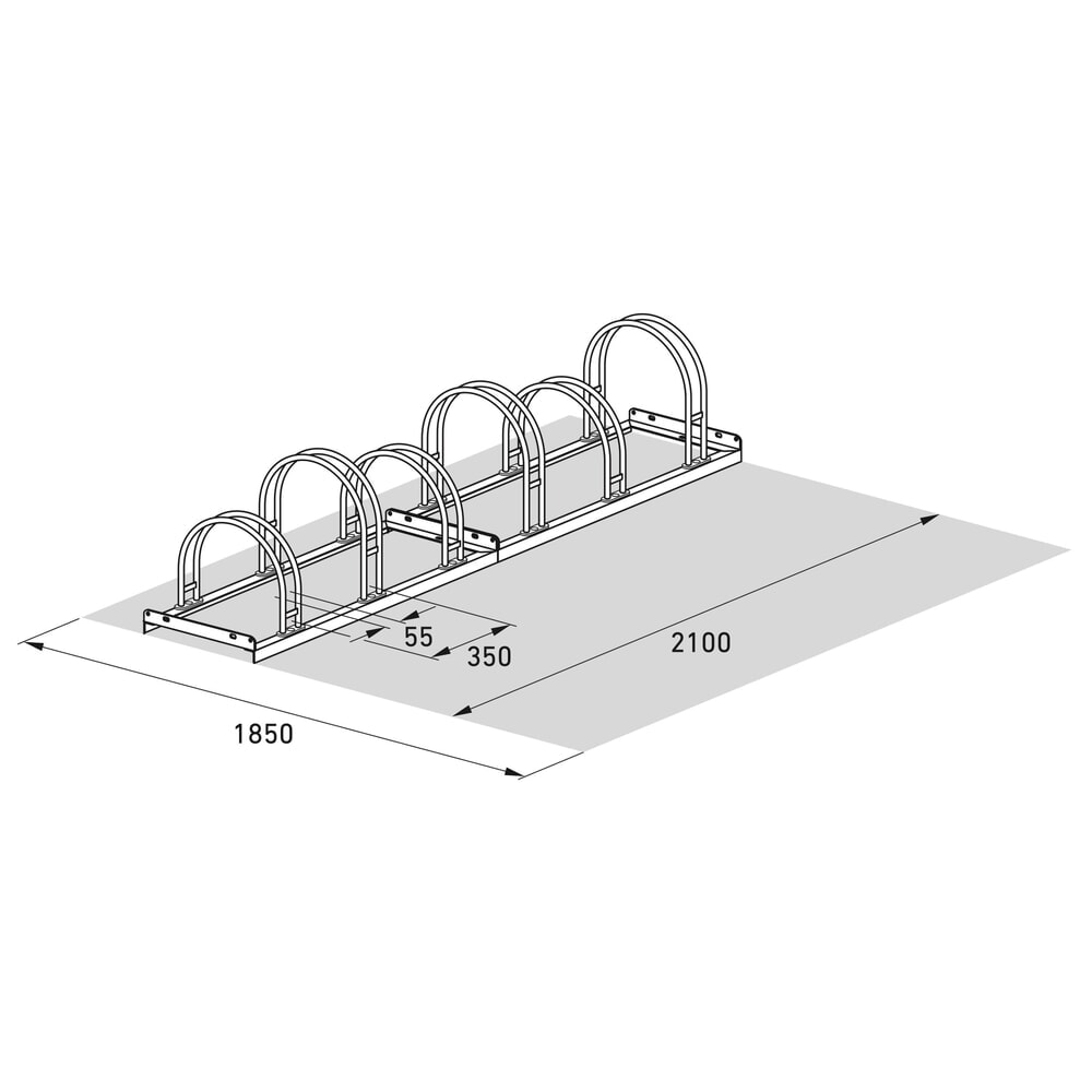 Produktabbildung Nr. 7: wsm® Bogenparker, 1-seitig, 6 Stellplätze, verzinkt