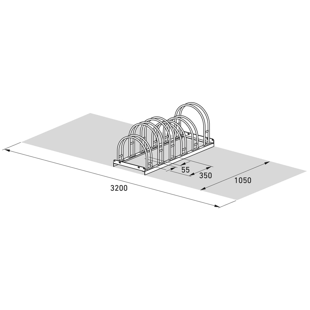 Produktabbildung Nr. 7: wsm® Bogenparker, 2-seitig, 6 Stellplätze, verzinkt