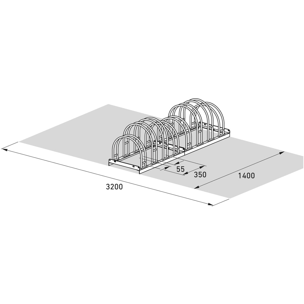 wsm® Bogenparker, 2-seitig, 8 Stellplätze, verzinkt Produktabbildung Nr. 7: wsm® Bogenparker, 2-seitig, 8 Stellplätze, verzinkt