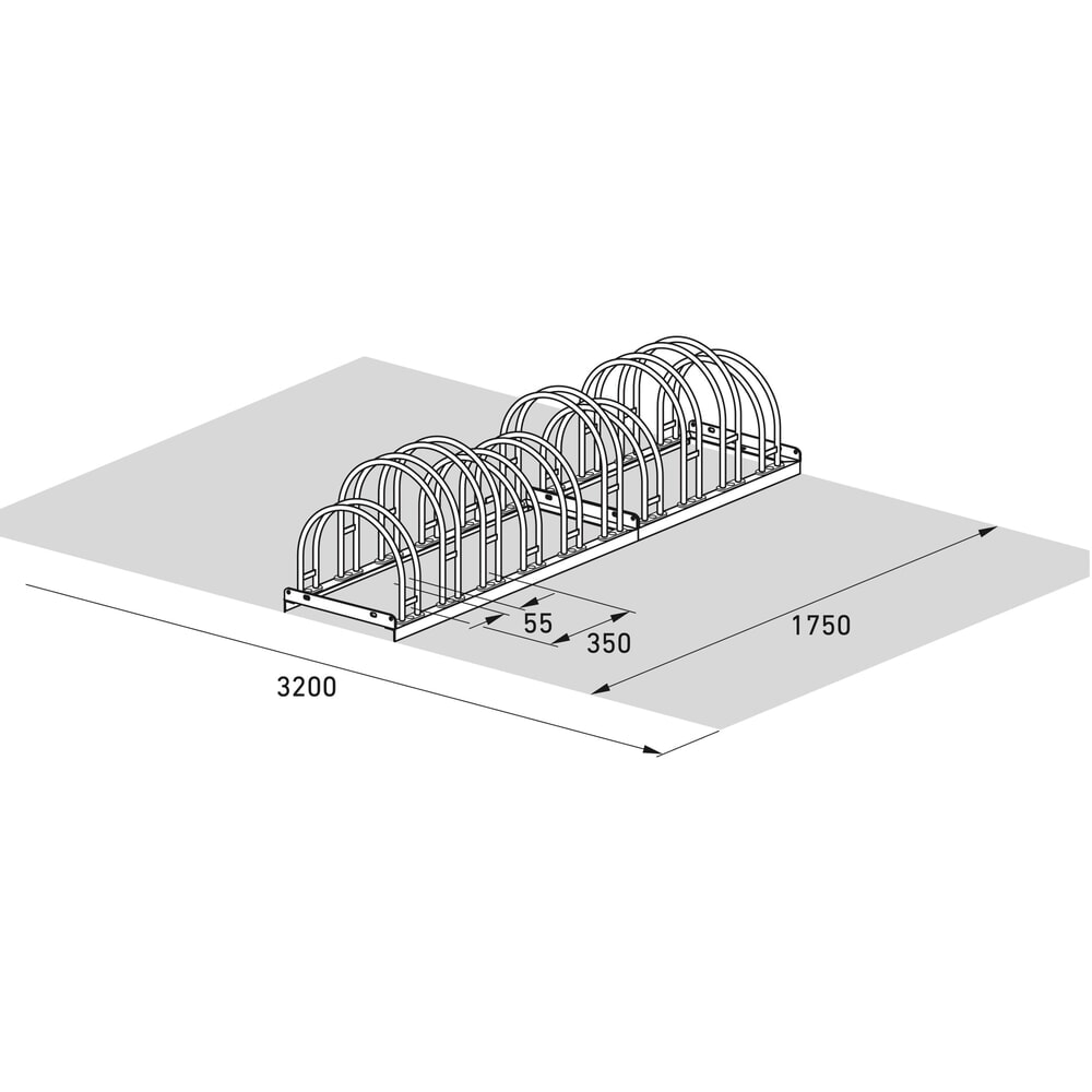 Produktabbildung Nr. 7: wsm® Bogenparker, 2-seitig, 10 Stellplätze, verzinkt