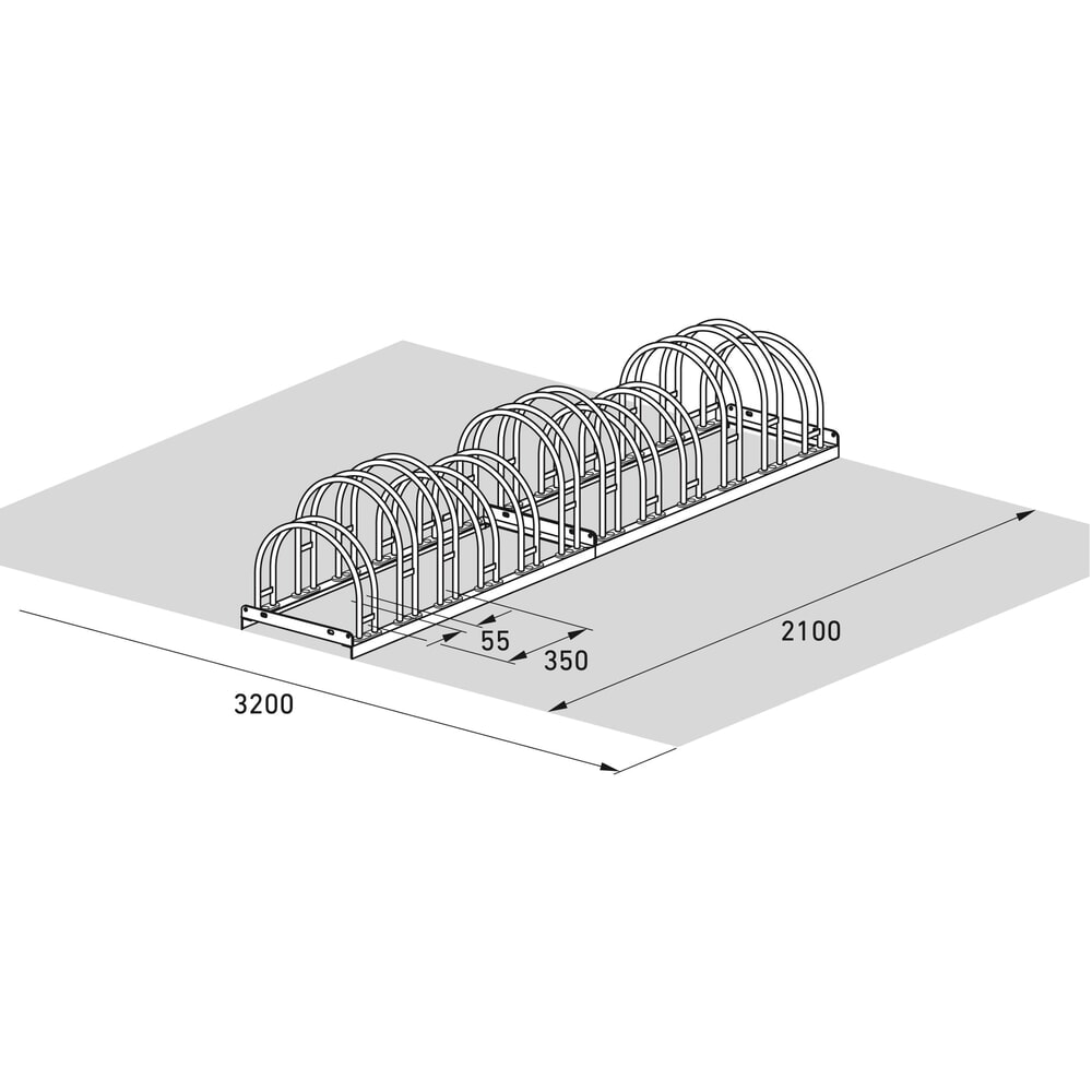 Produktabbildung Nr. 7: wsm® Bogenparker, 2-seitig, 12 Stellplätze, verzinkt