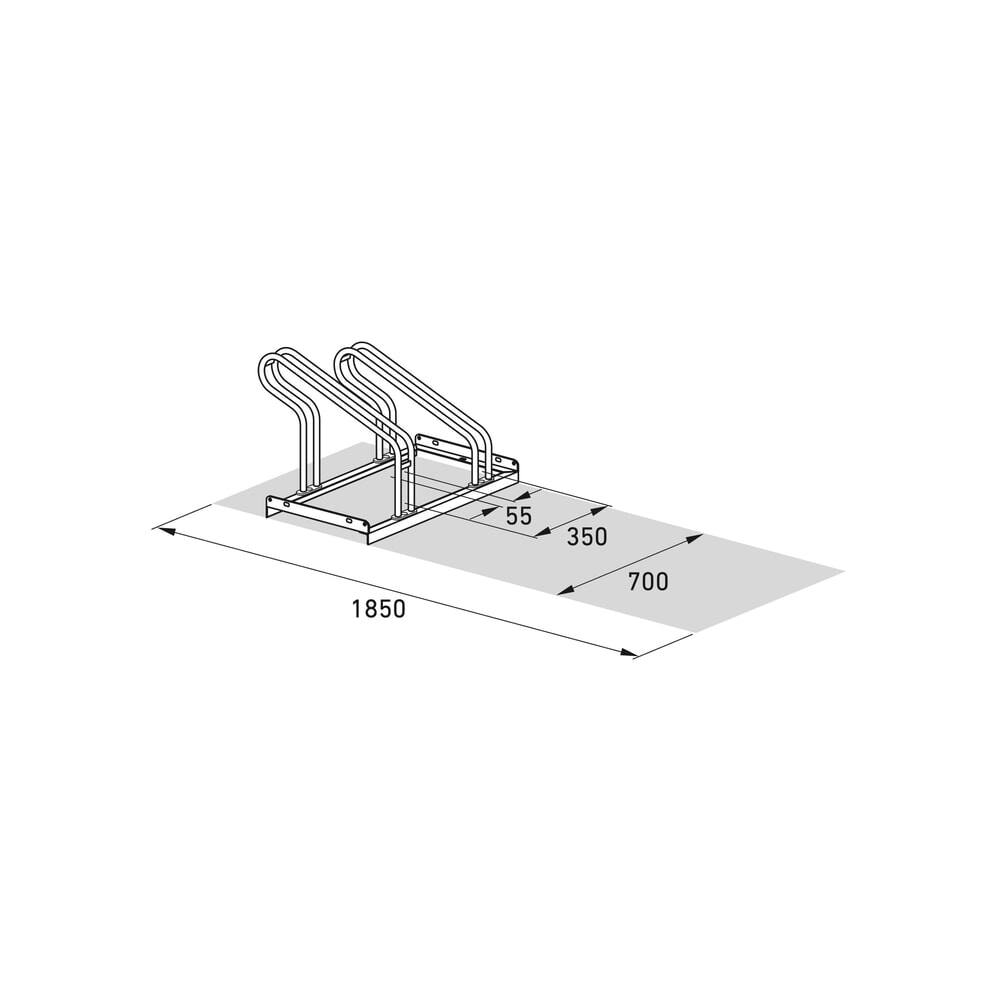 Produktabbildung Nr. 7: wsm® Bügelparker, 1-seitig, 2 Stellplätze, verzinkt