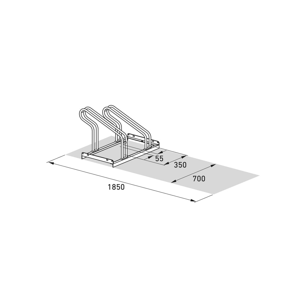 Produktabbildung Nr. 7: wsm® Bügelparker, 1-seitig, 2 Stellplätze, verzinkt