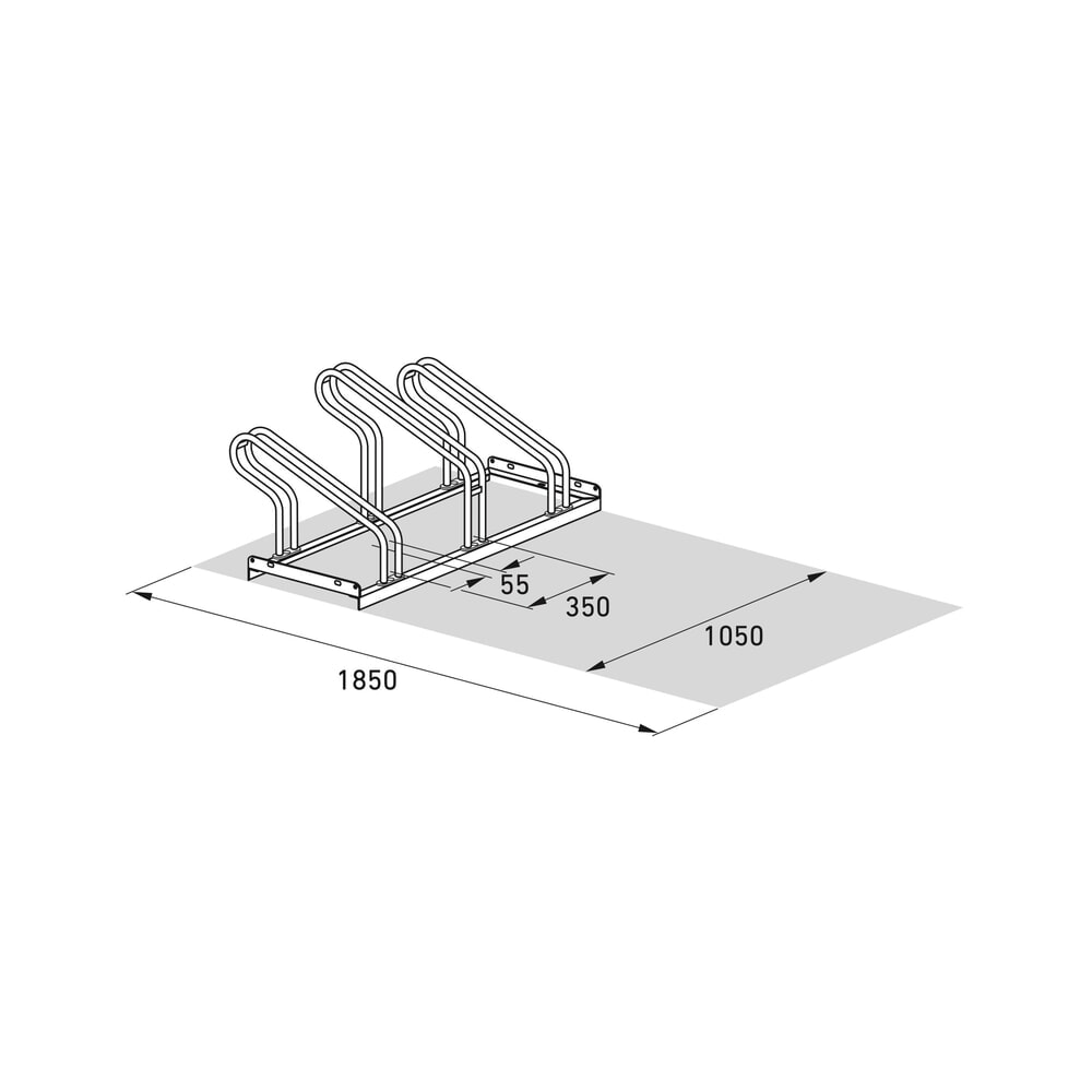 Produktabbildung Nr. 7: wsm® Bügelparker, 1-seitig, 3 Stellplätze, verzinkt