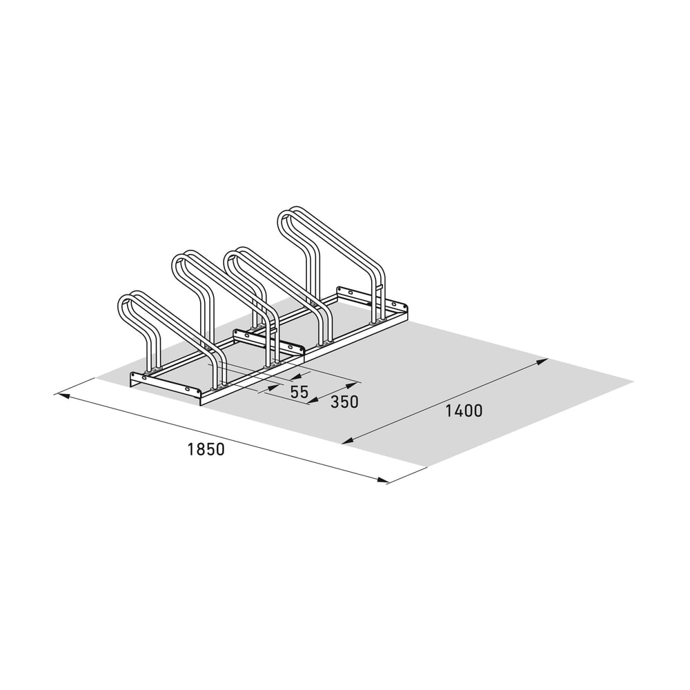 Produktabbildung Nr. 7: wsm® Bügelparker, 1-seitig, 4 Stellplätze, verzinkt