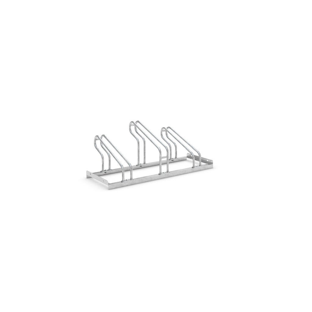 wsm® Bügelparker, 1-seitig, 3 Stellplätze, verzinkt Produktabbildung: wsm® Bügelparker, 1-seitig, 3 Stellplätze, verzinkt
