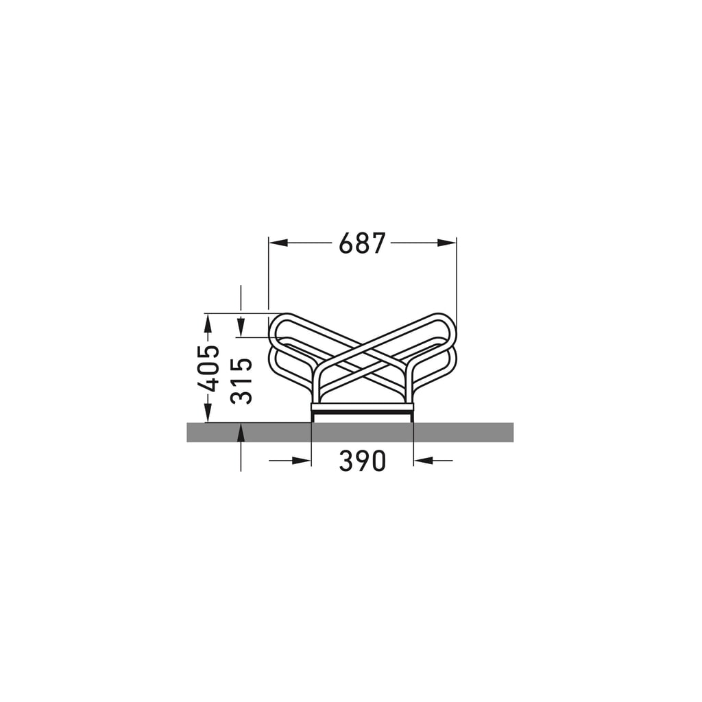 wsm® Bügelparker, 2-seitig, 6 Stellplätze, verzinkt Produktabbildung Nr. 6: wsm® Bügelparker, 2-seitig, 6 Stellplätze, verzinkt