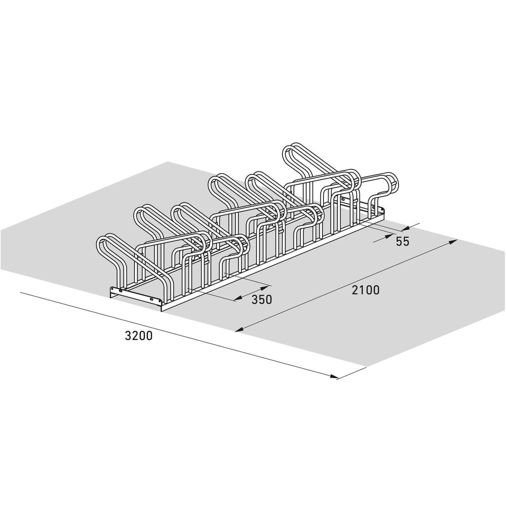 wsm® Bügelparker, 2-seitig, 10 Stellplätze, verzinkt Produktabbildung Nr. 7: wsm® Bügelparker, 2-seitig, 10 Stellplätze, verzinkt