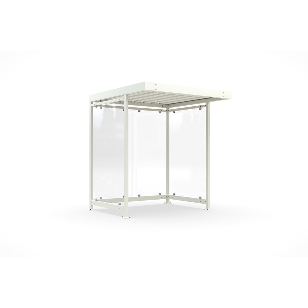 Produktabbildung: wsm® Raucherunterstand, Bausatz, für 3-4 Personen, 4 Elemente, RAL 9002 grauweiß  - ohne Glasdekor