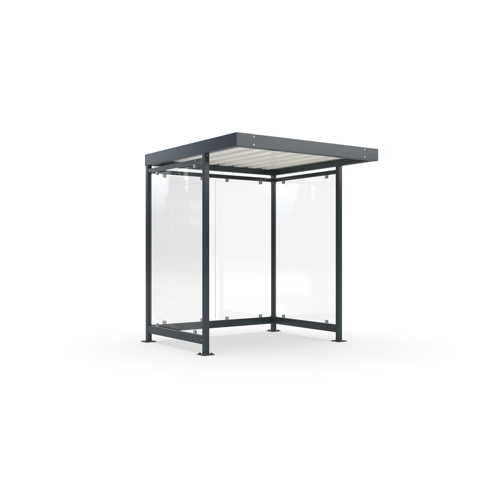 Produktabbildung: wsm® Raucherunterstand, Bausatz, für 3-4 Personen, 4 Elemente, RAL 7016 anthrazitgrau - ohne Glasdekor