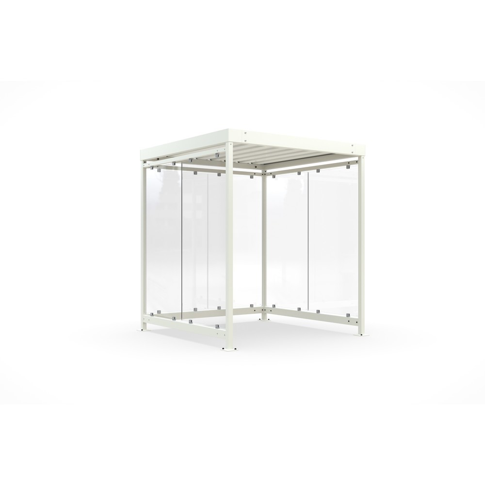 Produktabbildung: wsm® Raucherunterstand, Bausatz, für 4-9 Personen, 6 Elemente, RAL 9002 grauweiß - ohne Glasdekor