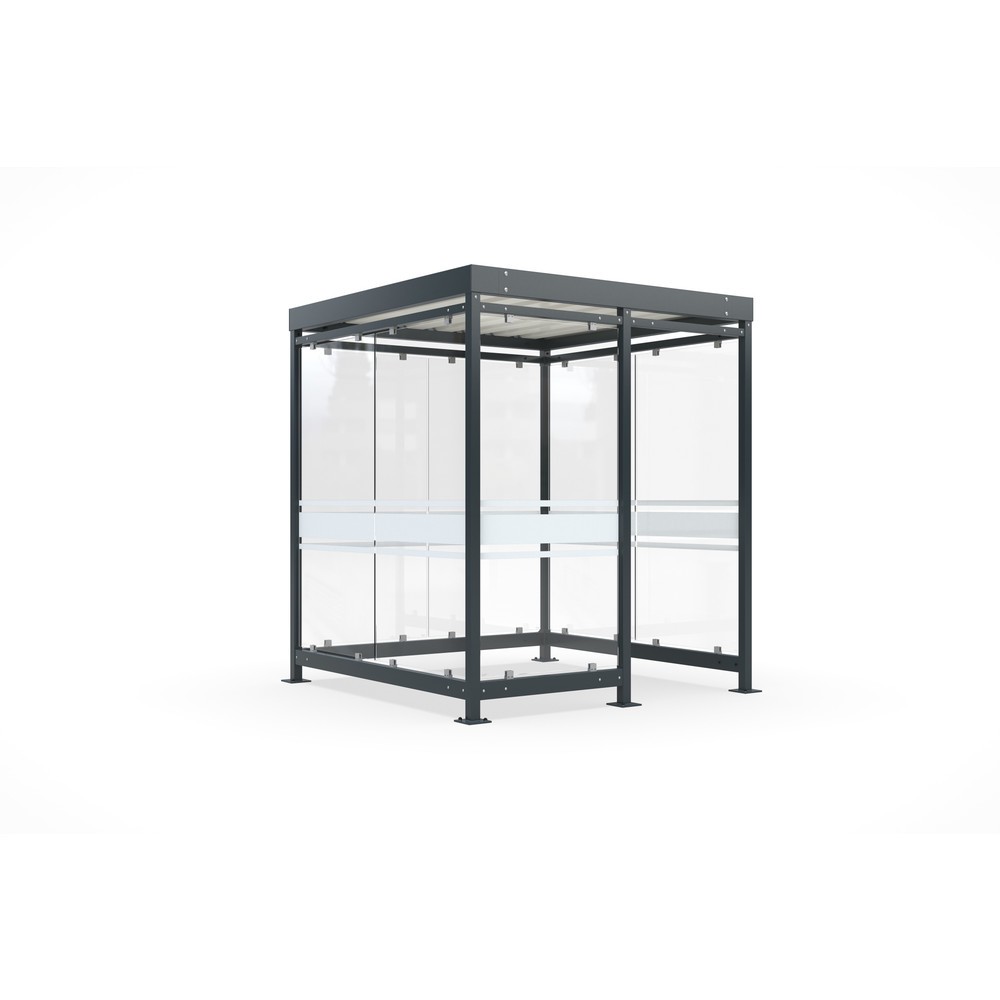 Produktabbildung: wsm® Raucherunterstand, Bausatz, für 4-9 Personen, 7 Elemente, RAL 7016 anthrazitgrau - mit Glasdekor