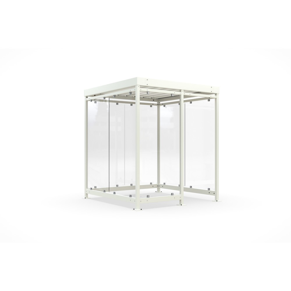 Produktabbildung: wsm® Raucherunterstand, Bausatz, für 4-9 Personen, 7 Elemente, RAL 9002 grauweiß - ohne Glasdekor