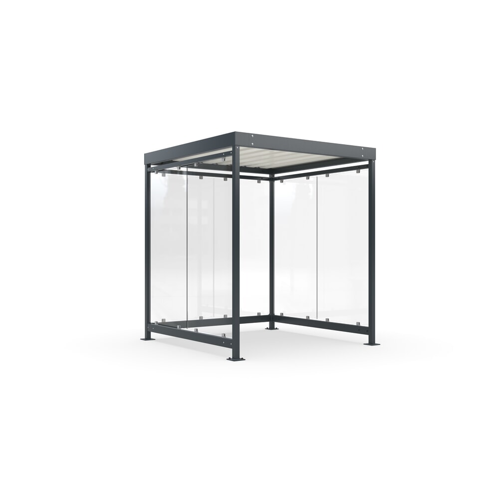 Produktabbildung: wsm® Raucherunterstand, Bausatz, für 4-9 Personen, 7 Elemente, RAL 7016 anthrazitgrau - ohne Glasdekor