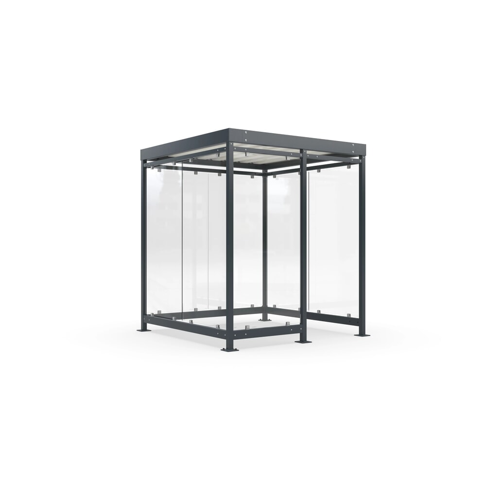 Produktabbildung Nr. 1: wsm® Raucherunterstand, Bausatz, für 4-9 Personen, 7 Elemente, RAL 7016 anthrazitgrau - ohne Glasdekor
