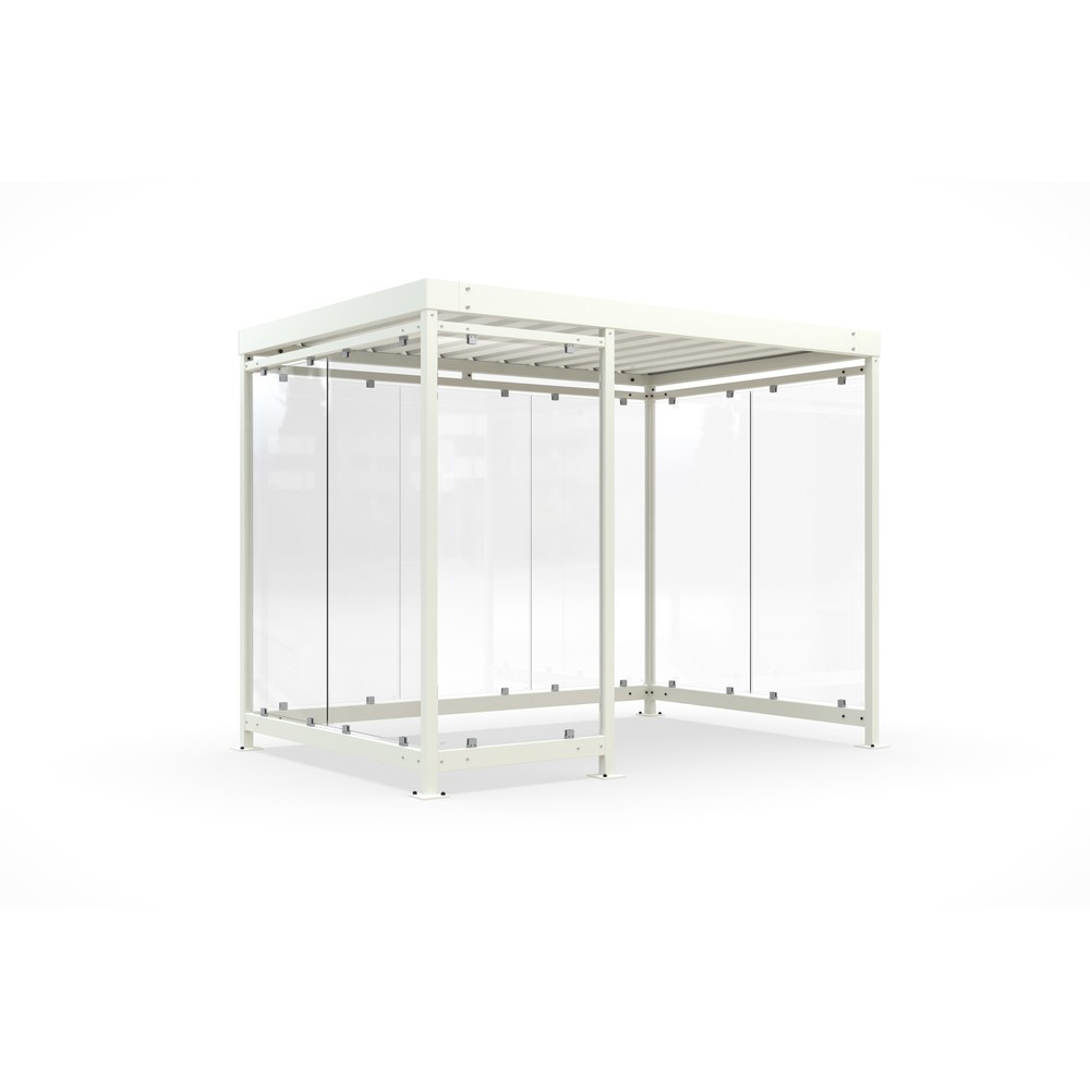Produktabbildung: wsm® Raucherunterstand, Bausatz, für 7-8 Personen, 8 Elemente, RAL 9002 grauweiß - ohne Glasdekor