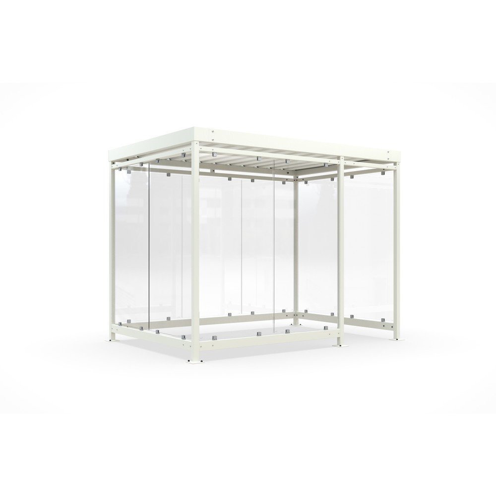 Produktabbildung: wsm® Raucherunterstand, Bausatz, für 7-9 Personen, 9 Elemente, RAL 9002 grauweiß - ohne Glasdekor