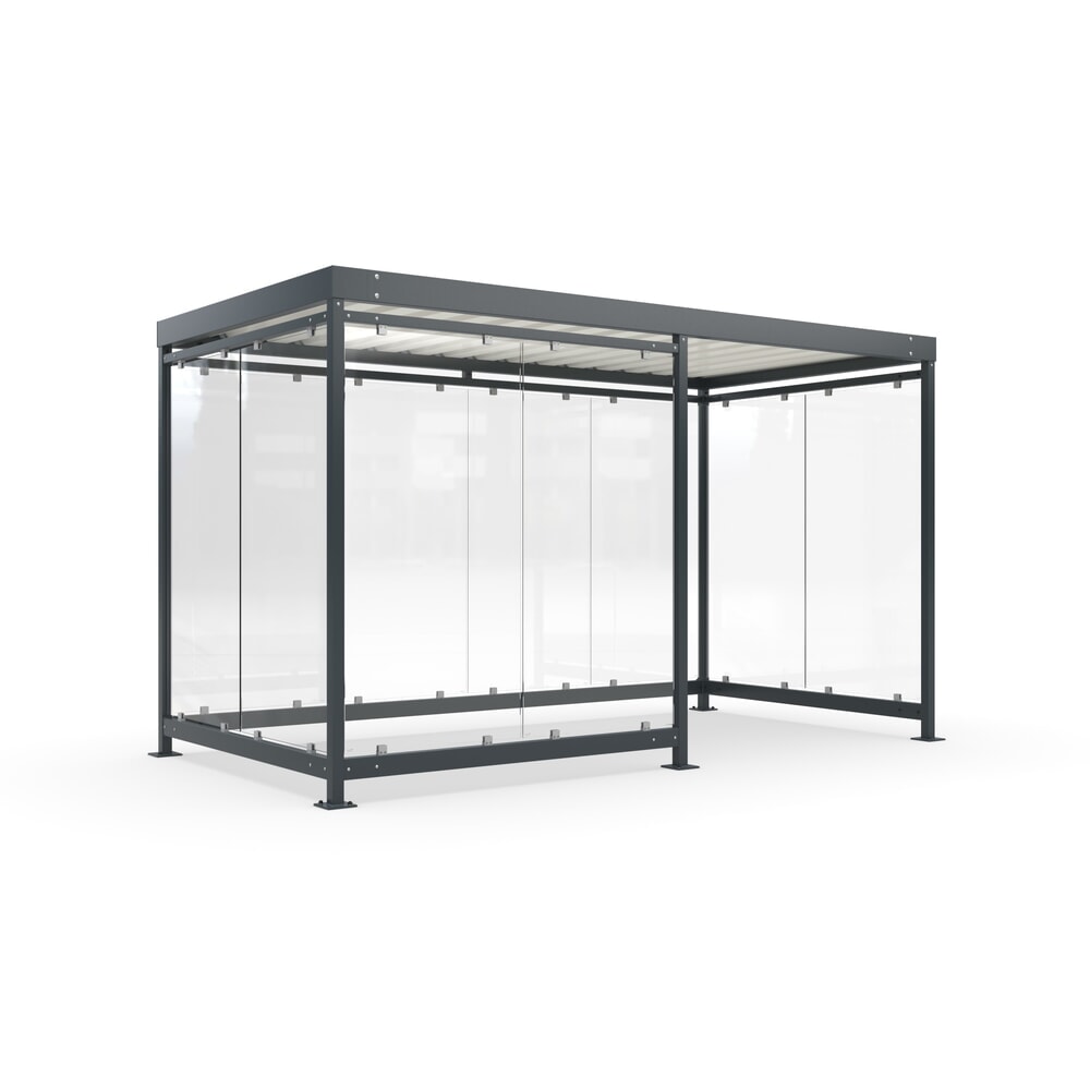 Produktabbildung: wsm® Raucherunterstand, Bausatz, für 7-9 Personen, 9 Elemente, RAL 7016 anthrazitgrau - ohne Glasdekor