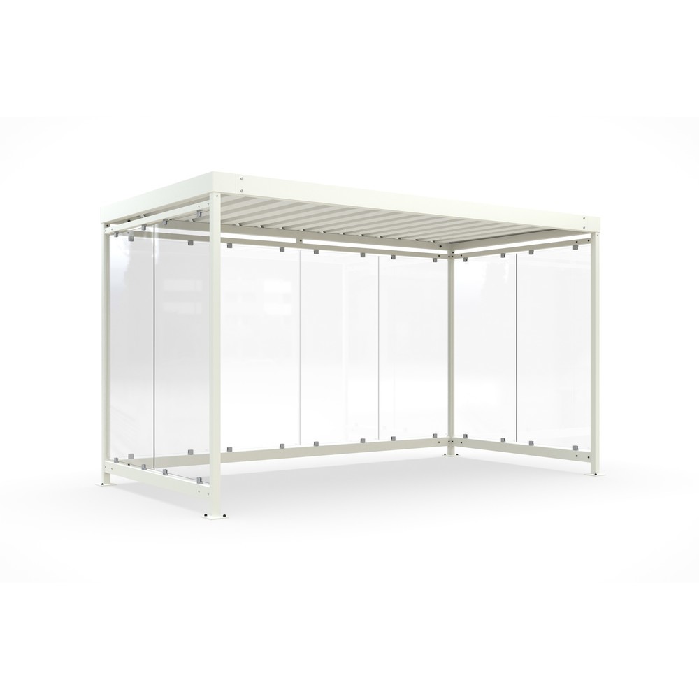 Produktabbildung: wsm® Raucherunterstand, Bausatz, für 9-10 Personen, 8 Elemente, RAL 9002 grauweiß - ohne Glasdekor