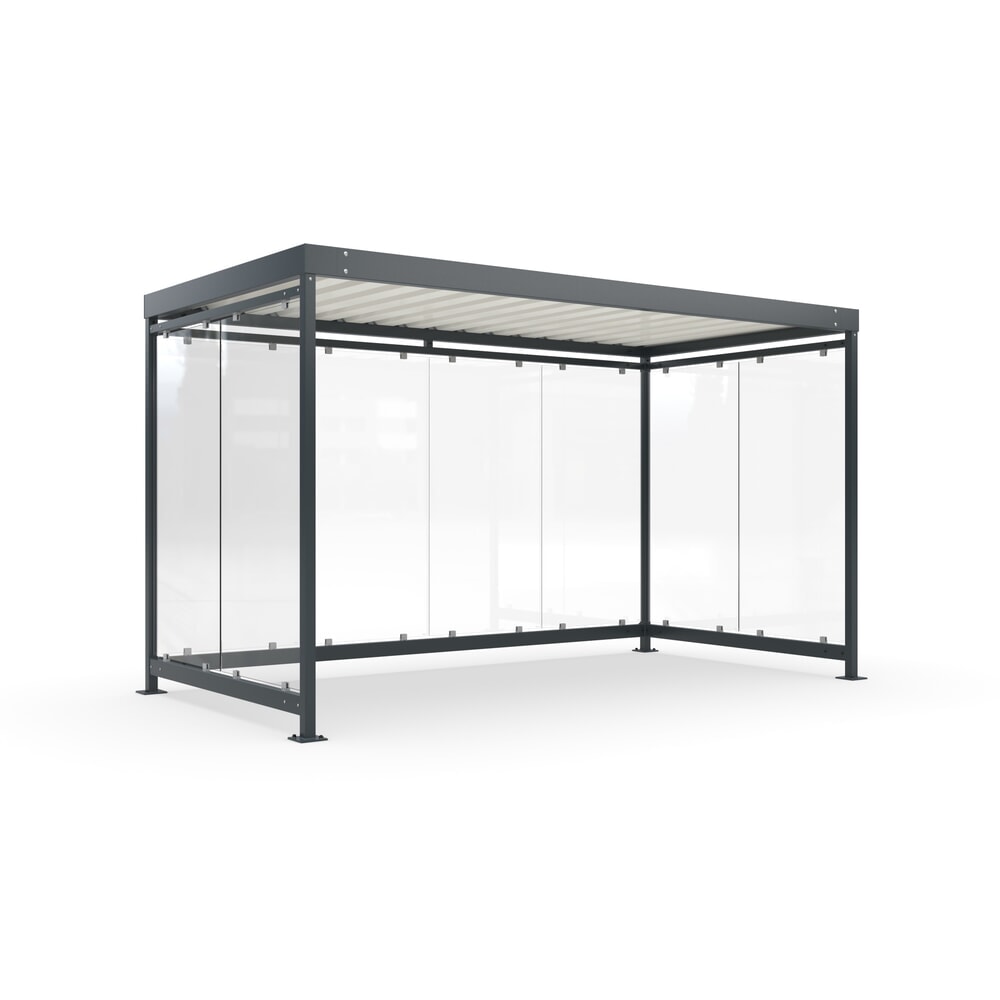 Produktabbildung: wsm® Raucherunterstand, Bausatz, für 9-10 Personen, 8 Elemente, RAL 7016 anthrazitgrau - ohne Glasdekor